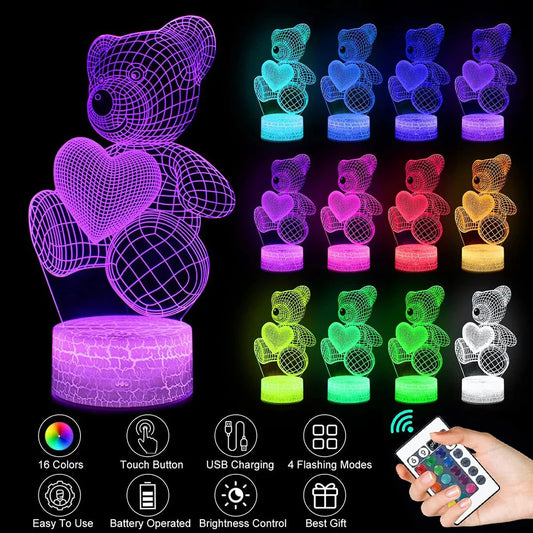 3D Lamp Acrylic USB LED Night Lights Neon Sign Lamp Xmas Christmas Decorations for Home Bedroom Birthday Decor Valentines Day Gifts